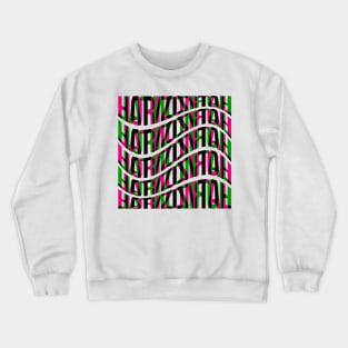 Horizontal Waves Typography (Magenta Green Black) Crewneck Sweatshirt